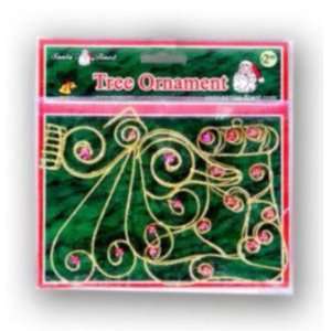  Tree Ornament 2 Pack Wire Gold Glitter Case Pack 144 