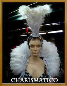WHITE Drag SWAN CABARET Feather SHOULDER + HEADDRESS  
