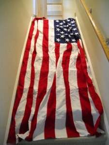 GLORIOUS VINTAGE 50 STAR VALLEY FORGE U.S AMERICAN CASKET COTTON FLAG 