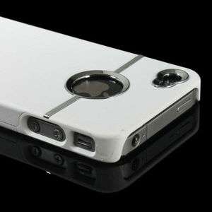   Hard Back Cover Case Skin With CHROME FOR Apple iPhone 4 4G White New