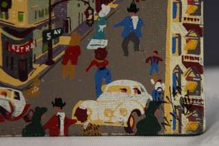 VINTAGE NAIVE PAINTING NEW YORK BROADWAY 5th AVENUE SIGNED RYAN 