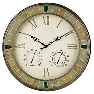  Slate and Key Stone Weather Gauges 25 1/2 Wide Wall Clock 