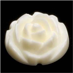 Vintage German Lucite Cabochon Carved Cream Rose Flower 15mm (4)