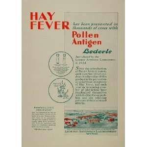  1929 Ad Hay Fever Antigen Lederle Allergies Ragweed 