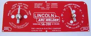 Lincoln Electric Welder SA 200 163, M 10926 Acrylic Control Plate 
