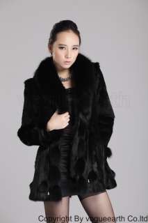 9152 new real fox collar rabbit fur 5 color jacket/coat/outwear XS/S/M 