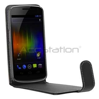 Black Flip Leather Case+Charger+Guard+Holder+USB For Samsung Galaxy 