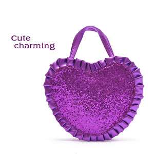 NEW~Heart Shaped Purple Sequin Small Cute Handbag Purse  