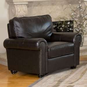  Abbyson Living Bliss Leather Armchair in Rich Dark Brown 