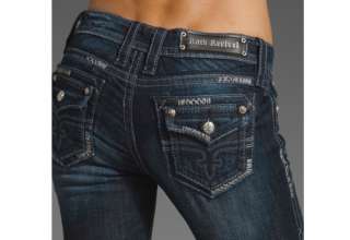 New Womens Rock Revival Jeans HOLLY B3 RJ8274B3 Fleur De Lis Double 