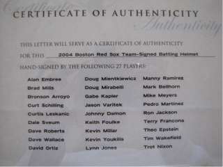 2004 World Series Champs Boston Red Sox Team Auto Batting Helmet 