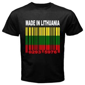 MADE IN LITHUANIA Lithuanian Vilnius Country Flag CUSTOM Black T shirt 