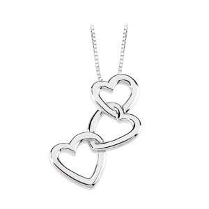 14K White Gold Linked Hearts Pendant with Chain: Katarina 