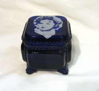 Westmoreland Blue Cobalt Shirley Temple Trinket Box  