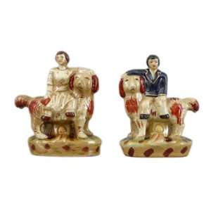   Style Pair of Lion Dogs with Figures Statue and Decor, 5 x 2 x 6 (in