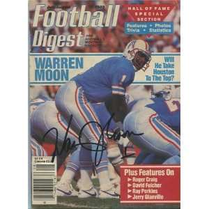  Warren Moon Autographed/Signed Football Digest Sports 