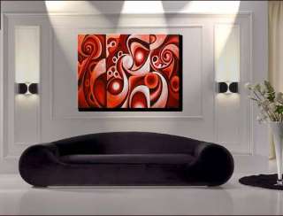 Modern Red Contemporary Abstract Oil Painting Fine Art Wall Deco 