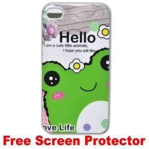 Cute Cartoon Case Happy Hard Case Cover for Iphone 4g   I + Free 