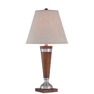  Wood Table Lamp with Polished Steel Metal Accent in Walnut 