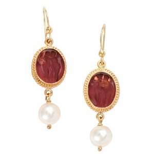   Light Purple Venetian Glass and Freshwater Pearl Earrings: Jewelry