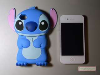   3D Stitch Movable Ear Flip Hard Case Cover for iPhone 4 4G  