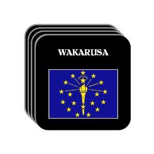 US State Flag   WAKARUSA, Indiana (IN) Set of 4 Mini Mousepad Coasters