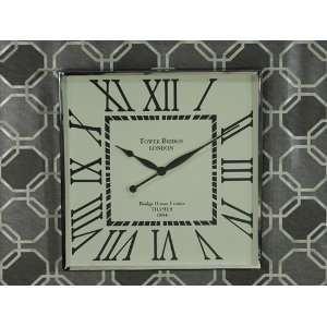    Tribeca Square Wall Clock with Roman Numerals: Home & Kitchen