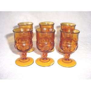  Set of 6 Small Amber Kings Crown Goblets: Everything Else