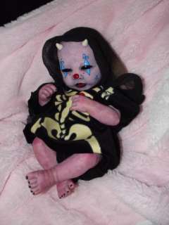 OOAK GOTH NEWBORN Evil demon horror baby clown doll Gacy  