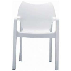   Diva Resin Outdoor Dining Arm Chair   White: Patio, Lawn & Garden