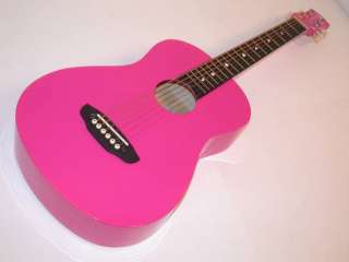 LUNA DayGlow Acoustic Guitar, Pink, Stickers & Gigbag, NEW, AUR DAY 