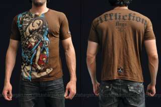Affliction Tee T Shirt Bugs France Red Label Signature T Shirt Brown L 