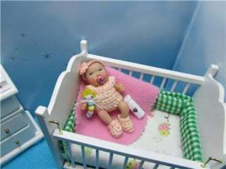 Ooak Mini Clay Baby Girl Art Doll Newborn Sculpt Awake Poseable 