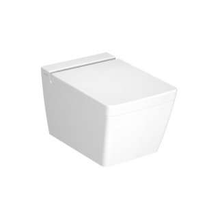 Vitra 4464 003 0075 Modern Square White Ceramic Wall Hung Toilet with 