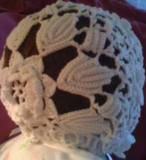 Crochet Baby Bonnet Cap Hat Christening Reborn Doll new  