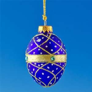  Blue Faberge Egg Ornament, Christmas Ball Ornament, Hand 