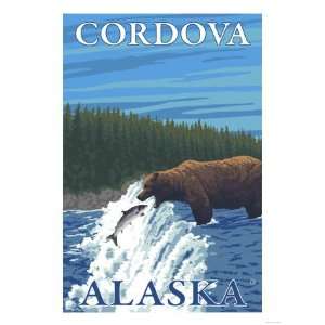  Bear Fishing in River, Cordova, Alaska Giclee Poster Print 