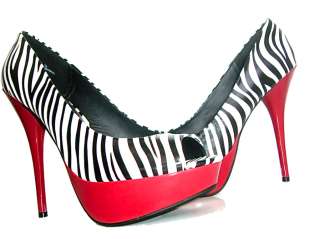 NEW Zebra PeepToe Platform Dress Heels Shoes Pumps  