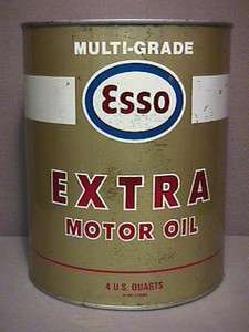 ESSO EXTRA MOTOR OIL CAN 4 QUART FULL METAL CAN  