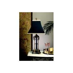  Antique Brass and Black Lamp with Black Shade