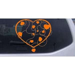 Heart With Vines Car Window Wall Laptop Decal Sticker    Orange 10in X 