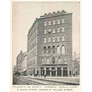  1893 Print Newsboys Lodging House Duane St. New York 