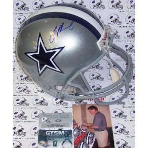  Troy Aikman Autographed Helmet   Full Size Riddell wHOF 06 