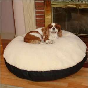Round Pet Bed with Sherpa Top Size X Large, Fabric Prairie Red, Top 