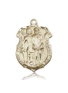 St. Solid 14K Gold Saint Michael Shield Badge Medal Pen  