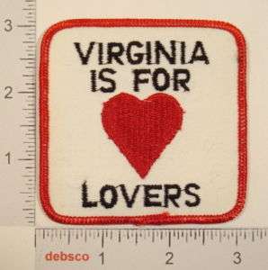 Vintage VIRGINIA IS FOR LOVERS Embroidered Travel PATCH  