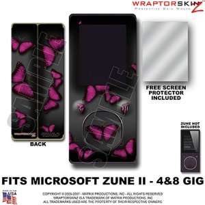 Zune 2 Skin Butterflies Purple on Black WraptorSkinz TM Kit fits Zune 
