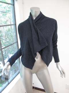 Vince Navy Blue Long Sleeve Draped Cashmere Sweater XS  