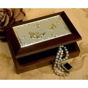   : Wooden Jewelry Box with Embossed Butterfly Design: Kitchen & Dining