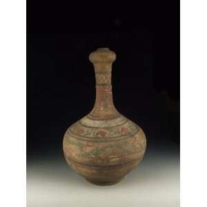 Pottery Garlic Head Longneck Vase, Chinese Antique Porcelain, Pottery 